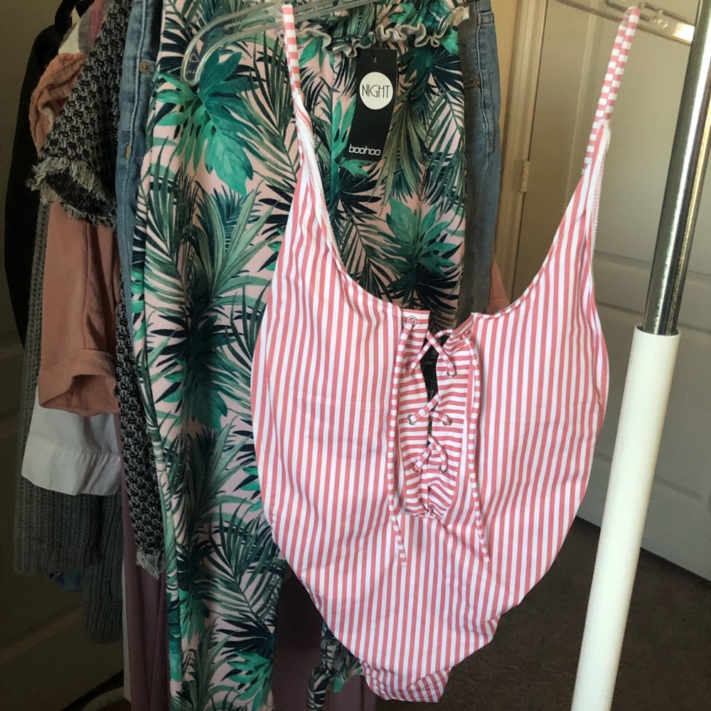 Pink Striped Swimsuit